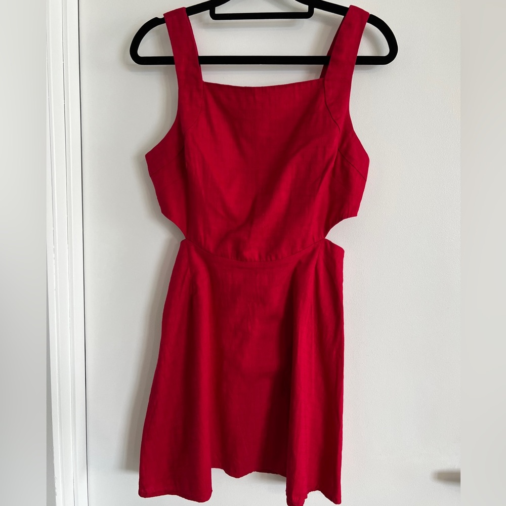 Red Linen Urban Outfitters Dress